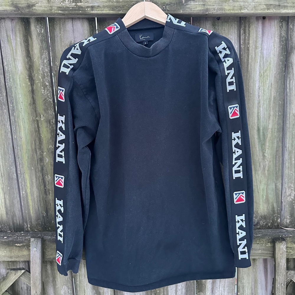 Karl Kani Long Sleeve Sweatshirt‎ Logo Tape Black Sz Small Streetcore Y2K 90s